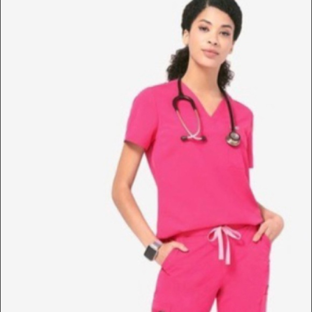•Figs• S Hot Pink Scrub Set